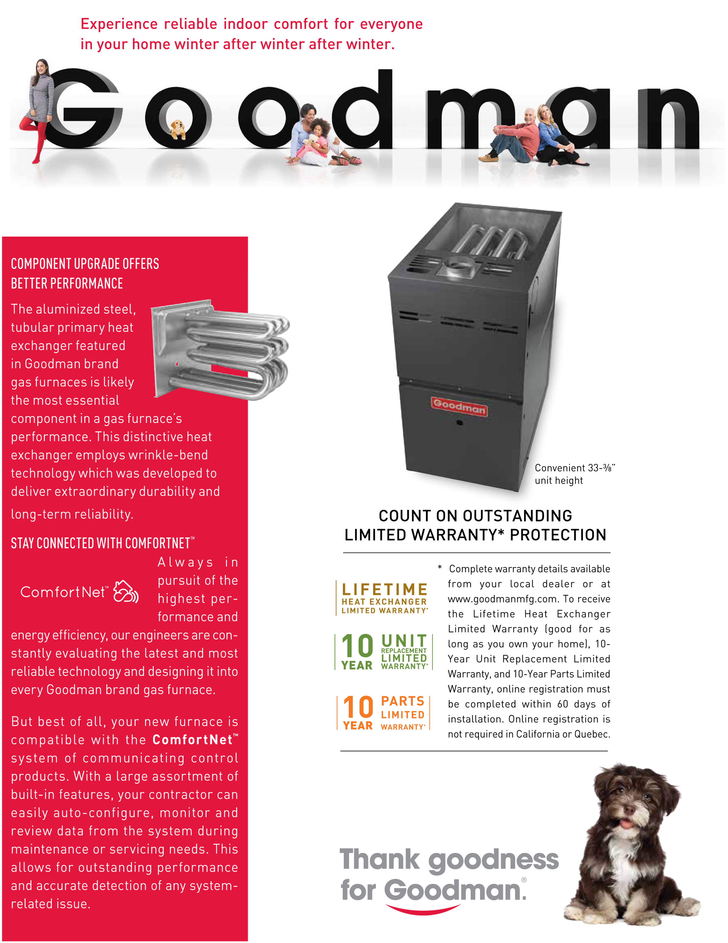 Goodman 80% Two Stage Variable Speed 100K BTU Gas Furnace, GCVC801005CX DOWN-FLOW